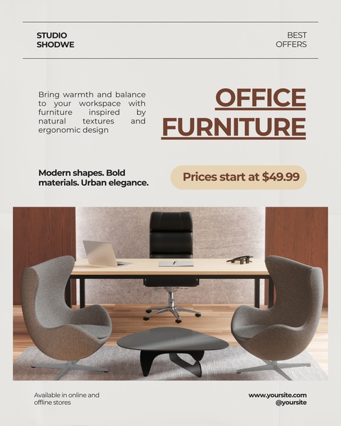 office furniture, desk chair, office desk, office chair, workspace furniture, modern furniture, office set, sale promotion, product launch, lifestyle, warm, luxurious, brown, neutral
